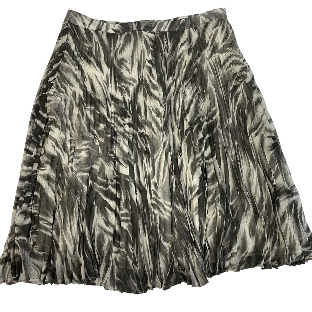 Talbots A‎ Line Accordion Pleated Skirt Size 4 Petite Sheer Lightweight Zebra